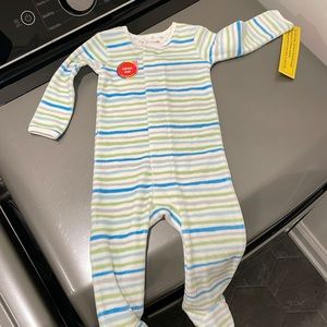 multi stripes velour magnetic parent favorite footie | blue